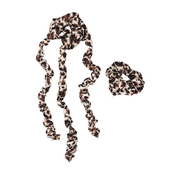 Varmefri hårkrøllemaskine med scrunchie Varmefri krøllestang pandebånd Sovende hårruller Stylingværktøj Leopardprint