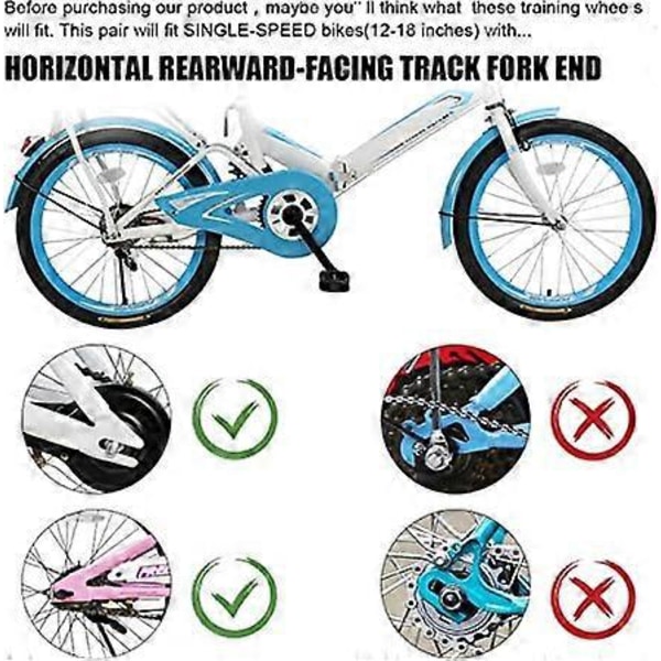 (1 par, svart) Cykelstödhjul för barn, cykelstabilisatorer, stödhjul för cyklar 12 14 16 18 20 tum