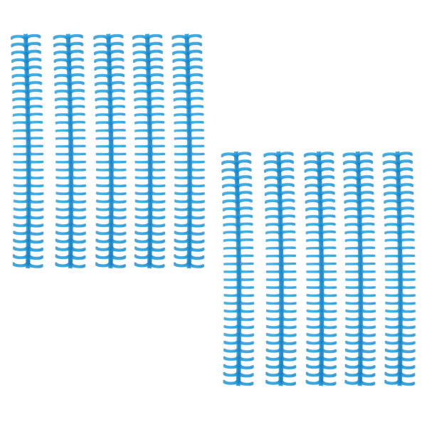10 stk. innbindingsrygger Spiraler Spoler Kam 30 hull plaststripe for løsblad 1/2 tommers diameter blå