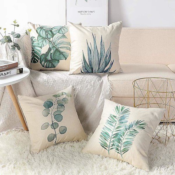 Set med 4 sällsynta pärlor 45x45 cm kuddfodral i bomull med dragkedja - vanlig design LZ-6
