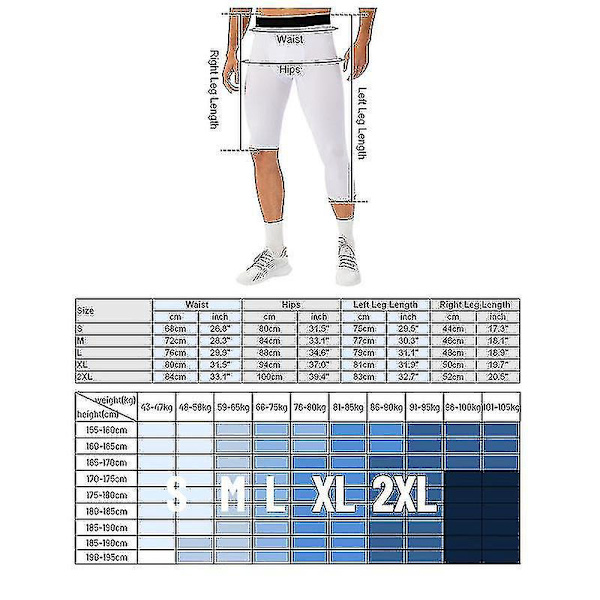 Andningsbara svarta XL herr basket kompressionstights med ett ben