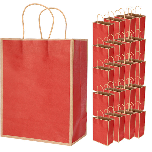 20 stk Kraft papirpose Genanvendelig miljøvenlig taske til tøjgaver 21 x 11 x 27,5 cm (mørkerød)