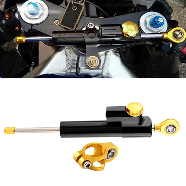 Universal Motorcykel Styrstång Aluminiumlegering Styrdämpare Stabilisator Säkerhetskontroll (Svart)