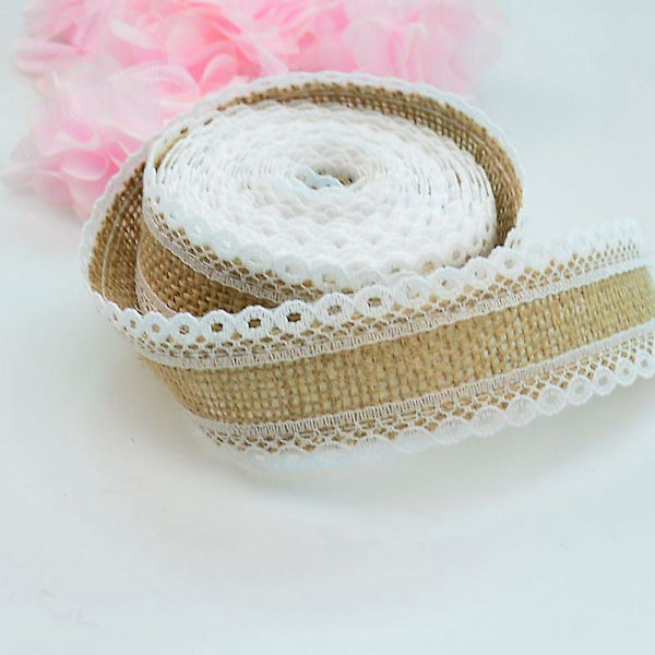 Jute Burlap Spetsband - 10m Rulle, Bröllopsdekoration, Presentinslagning