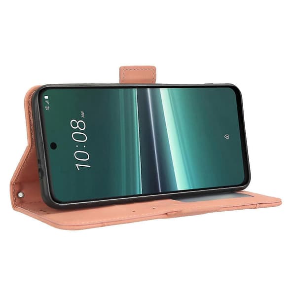 For HTC U23 Pro 5G Phone Case in PU Leather with Multiple Card Slots and Stand Wallet Pink