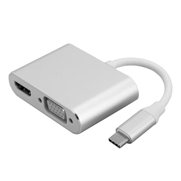 Adapter TypeC Hub til VGA HDMI DVI Displayport/3.1 Ethernet Converter Dock 4K Opløsning (Sølv)