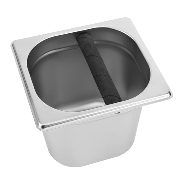 Espresso Knock Box-beholder i rustfritt stål med gummistang for kaffemaskin L