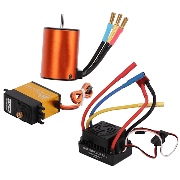 3650 3900KV børsteløs motor 60A ESC 20kg styreservosett oppgradert vanntett for 1/10RC fjernstyrt bil