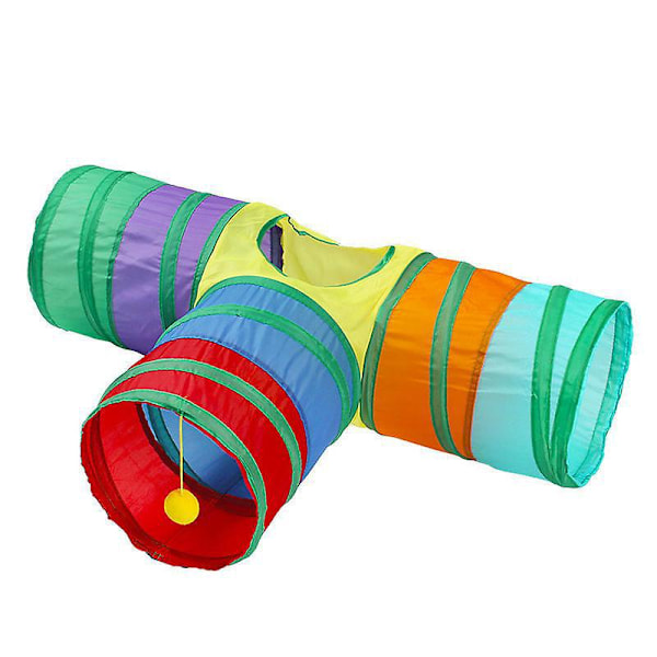 Marsvin Tunnel 3-vägs Marsvin Gömställe Liten Leksak Djur Aktivitets Tunnel för Marsvin Chinchilla Iller Hamster Råtta med Boll (80*50*25cm)