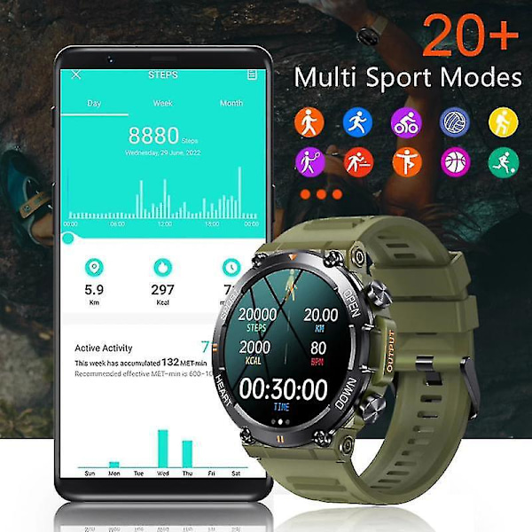 K56pro Smartwatch til Mænd og Kvinder - Sort Fitness Smartwatch