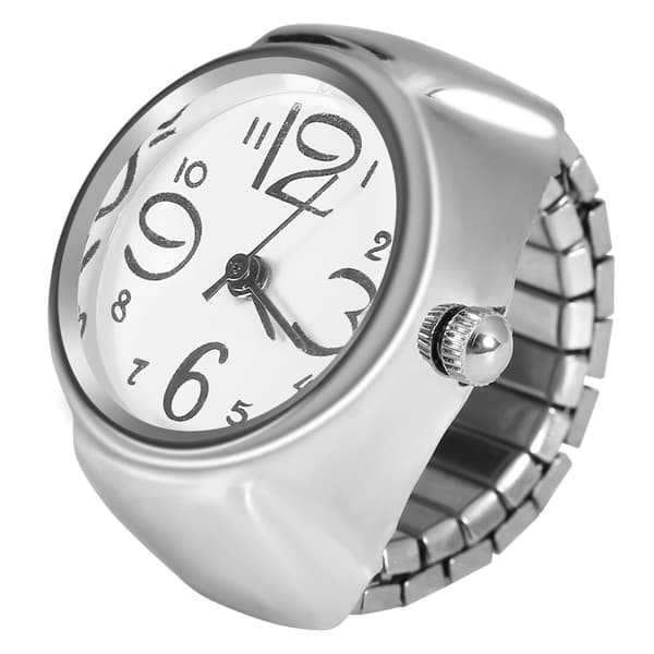 1 st Trendig Dam Herr Quartz Analog Rund Fingerring Kärleksklocka (Vit)