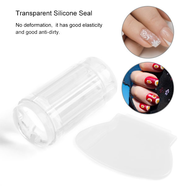 Transparent silikon nagellack tätningshuvud stämpel skrapa nagelkonstverktyg (transparent vit)