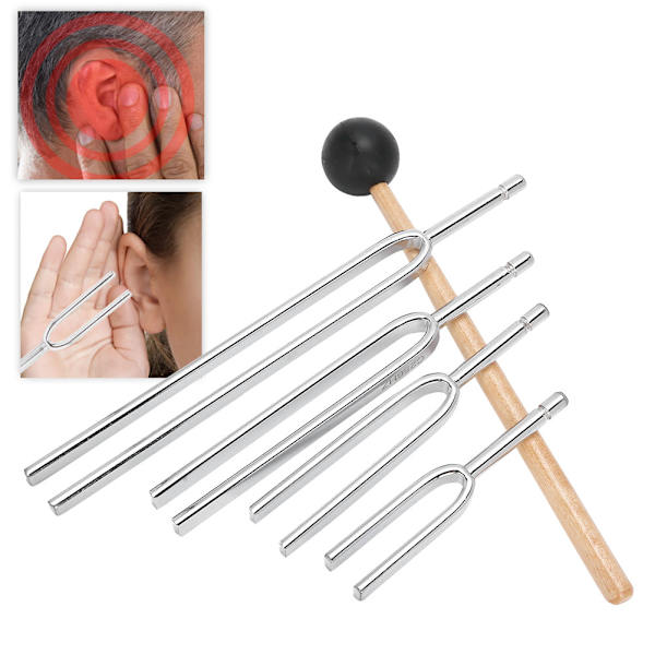 Stämgaffel Aluminiumlegering Stämgaffel Trähammare Sound Healing Therapy Tool SetC128-C1024 4st