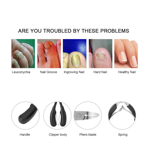 Nagelklippare i rostfritt stål Nagelklippare Nagelklippare Nagelklippare Nagelklippare Tånagel Nagelband Sax Pedikyrklippare Svart