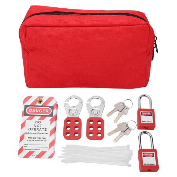 Elektrisk Lockout Tagout Kit: Hængelåse, hasper, mærker, nøgler og taske