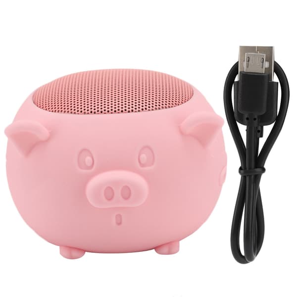 Härlig Gris Mini Trådlös Bluetooth 5.0 Högtalare Inbyggd Mikrofon för Hemresor/Utflykter (Rosa)