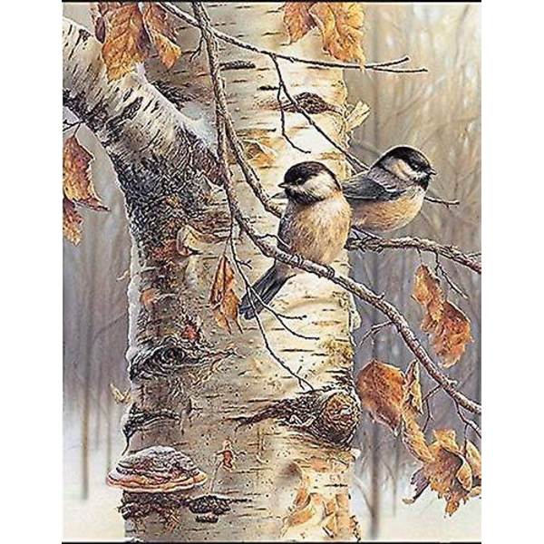 Bird Branch -timanttikirjonta - 5D DIY diamond painting - tekojalokivi ristipisto - 30x40cm