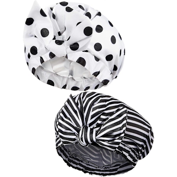 2 Stykker Dusjhetter for Kvinner, Vanntette Gjenbrukbare Hårhetter med Elastisk Kant Turban Dusj Badehetter for Langt, Kort og Krøllete Hår for Kvinner Jenter