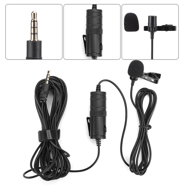 Mini Kragemikrofon Karaoke Live-sändningsmikrofon med Batteri för Mobiltelefon PC (Mikrofonadapter för IOS)
