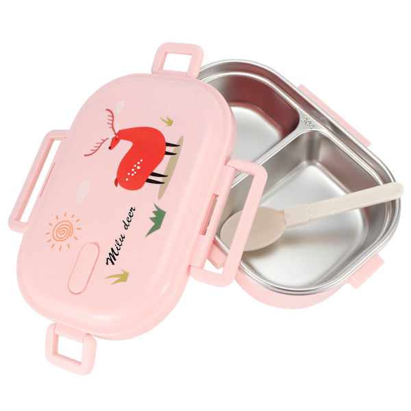 Isoleret madkasse lækagesikker rustfrit stål Bento-boks japansk madbørnebeholder (Pink )