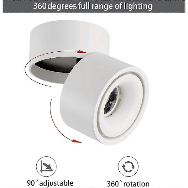 10W LED-kattospotit kattovalaisin, säädettävä lampun rungon kulma, säädettävät kattospotit, LED-kattovalaisimet, 10x10x10cm (valkoinen-4000k) -J
