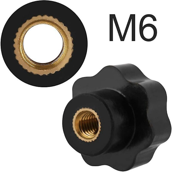 10 Stk. Universal Svart Farge Plast Rund Form Knotthåndtak M6x25 for Maskinverktøy Klemme Håndtak M6