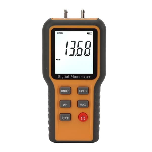 Motor Digital Manometer Differentialmätare Högprecision Dubbelport HVAC Gastestare Lufttrycksmätare