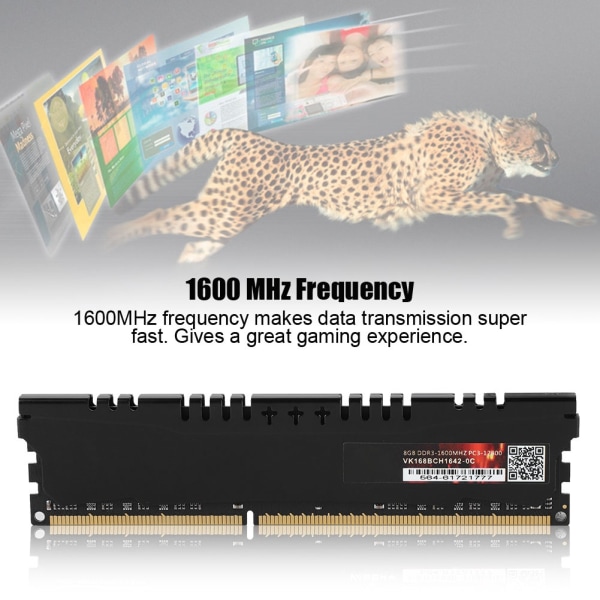 8GB suuren kapasiteetin DDR3-muisti RAM 1600MHz nopea tiedonsiirto DDR3 RAM pöytätietokoneeseen
