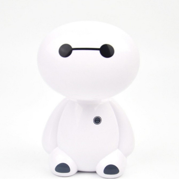 Uppladdningsbar skrivbordslampa Hopfällbar LED Söt utseende Tecknad skrivbordslampa för studentrum Sovrum Baymax 10x8,4x17,5cm