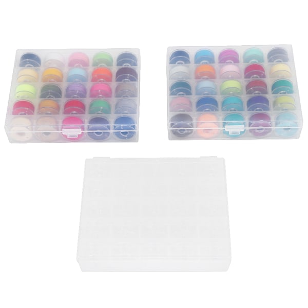 Spolset Tråd Transparent Box Assorterad Färg Förspolning Sytråd Broderinål Tejp