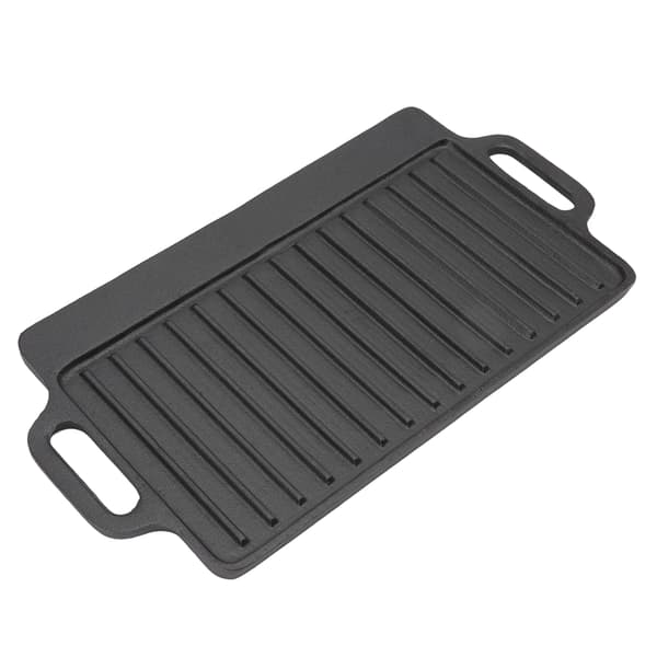 Grillplade Støbejern Teppanyaki Plade Fortykket Rektangulær Dobbeltsidet Grill 40x20CM