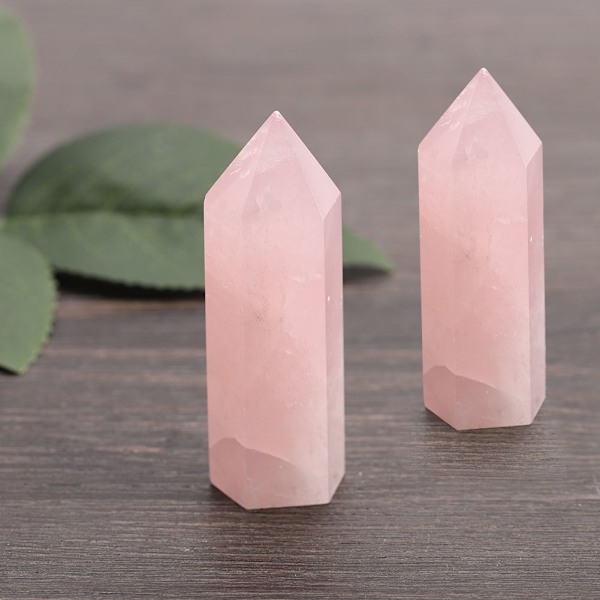 Naturlig fluorit rosa kvarts kristall hexagonal stav för dekoration prydnad (6-7cm)