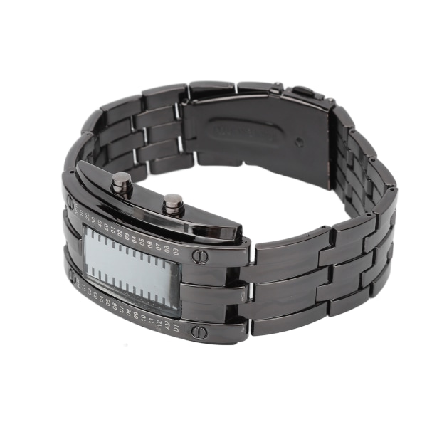 LED-ur Unik Binær Time Mode Display Konveks buestruktur Vandtæt LED-armbåndsur Elektronisk ur Sort L