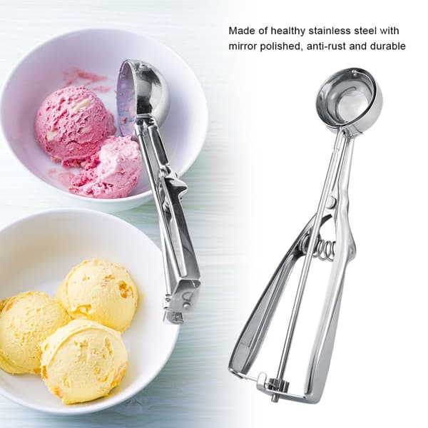Iskremscoop i rustfritt stål, kakescoop, iskremscoop med utløser (4 cm diameter)