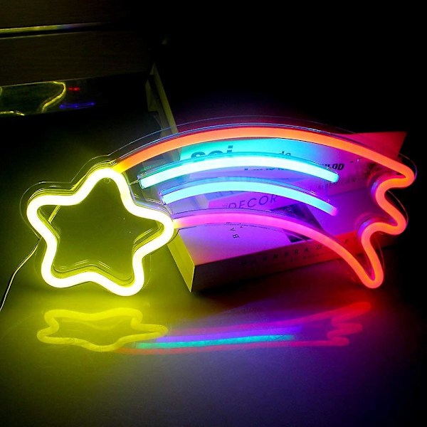 Regnbue Neonskilt LED Neon Lys Indendørs Væg Neon Rum Dekoration Natlampe Julefødselsdagsfest Jubilæumsgaver (15.9'×7.6')