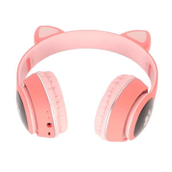 Cat Ear Gaming Headset Bluetooth tuki Pieni muistikortti LINEIN-tilan pelikuulokkeet LED-mikrofonilla vaaleanpunainen