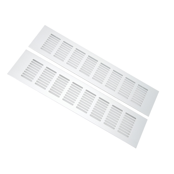 2 st luftventilationsgaller i aluminiumlegering, rektangulär ventilationslucka för skåp, skoskåp, garderob, 80 x 350 mm