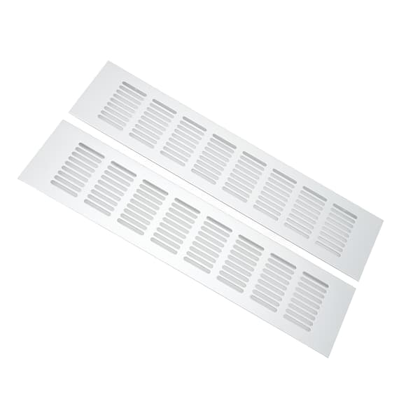 2 stk. udluftningsrist i aluminiumslegering, rektangulær udluftningsplade til skab, skoskab, garderobe 80x350mm