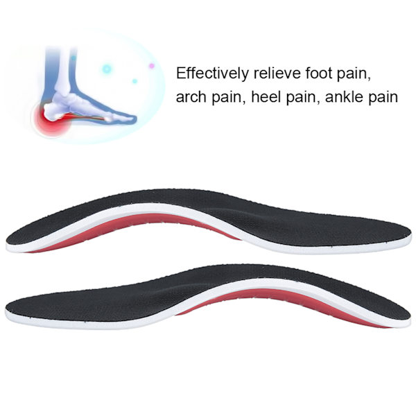 Unisex plattfots ortos innersula Arch Support Plantar Fasciitis Smärtlindring Korrigering fotdyna (röd botten Svart yta S: 3540)