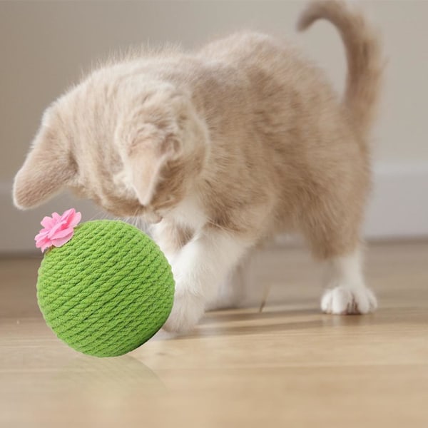 Kaktus Sisal Rep Kattboll Leksak med Catnip Katt Teaser Leksak för Kattungar Katter Interaktiv Leksak