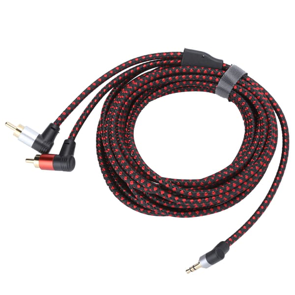 90° 3.5mm hanstik til 2RCA han lydkabel ABS stereomikrofonkabel til DVD-højttaler 5m