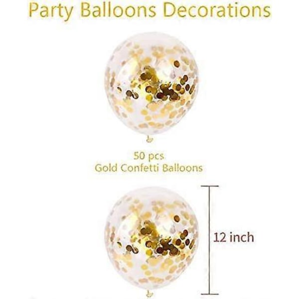 Guld Konfetti Ballonger, 50 st 12 Tum Latex Partyballonger med Guld Konfetti för Födelsedags-, Bröllopsfestdekorationer