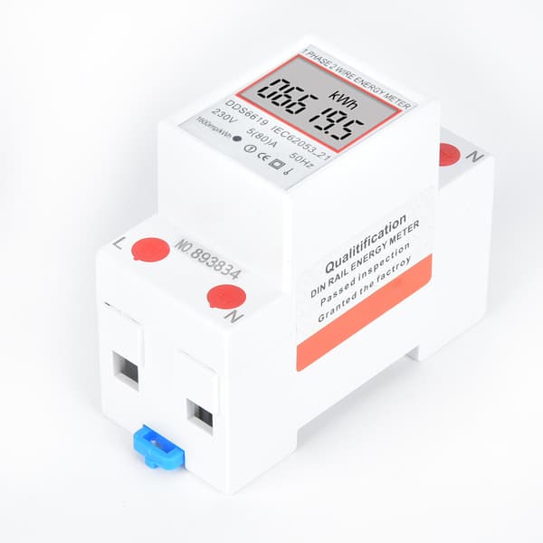 DDS6619-005 Intelligent Enkeltfaset Elektrisk Energimåler 2p Din Skinne Strømmåler 230V