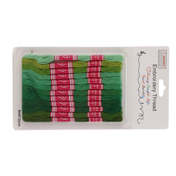 12 stk. broderigarn i gradient, lyse farver, polyestertråd til broderielskere, gruppehåndværk (grøn serie)