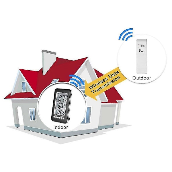 Inomhus Utomhus Termometer, LCD / Trådlös Digital Termometer Med 200ft/100m Räckvidd Temperatursensor_SZXM