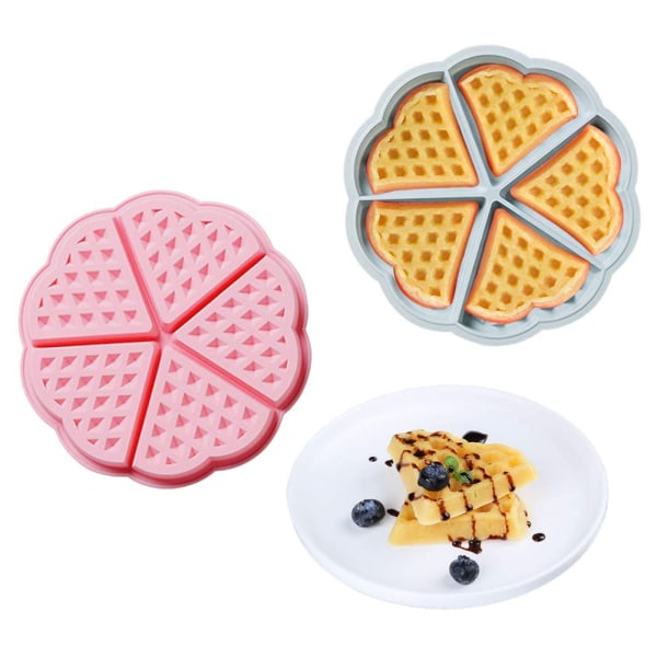 2 STK silikon vaffelform 5 hulrom hjerteformet kake muffins pannekakeform for bakeverktøy