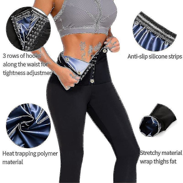 Højtaljede Sauna Sved Leggings til Kvinder - Slankende Kompressions Thermo Kropsformer, Sølv
