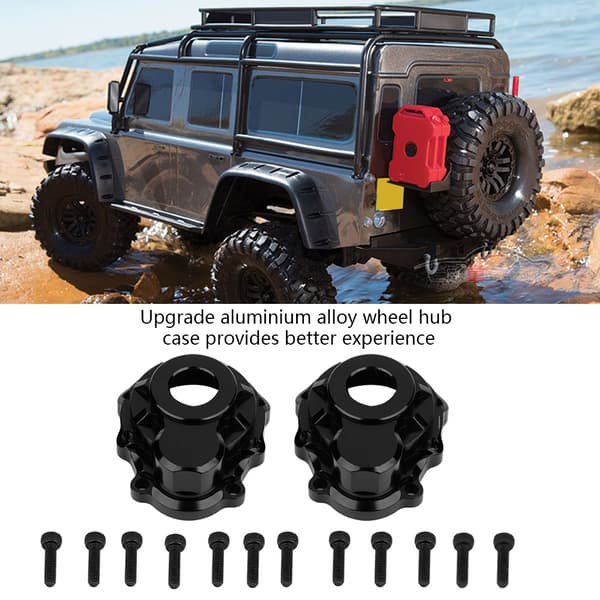1 par aluminiumslegering for-/baghjulsnavkapsel til Traxxas TRX-4 1:10 RC bil (sort)