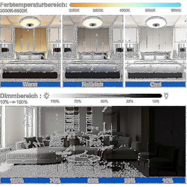 36W LED Taklampe Dimbar med Bluetooth Høyttaler, LED Taklampe med Fjernkontroll eller App - New SZJR