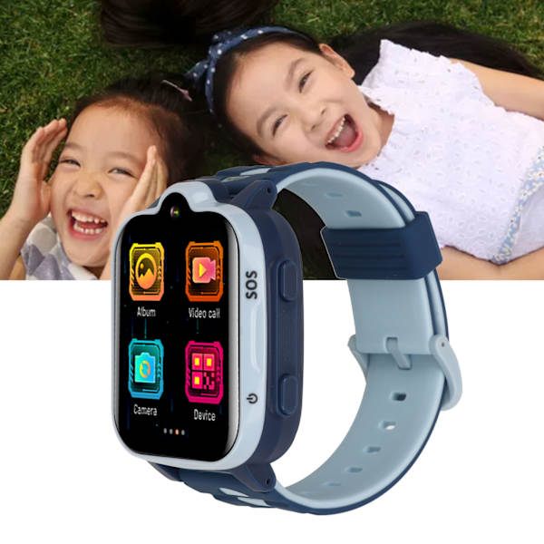 Blå 4G Kids Smartwatch - GPS-positionering, videosamtal, IP67 vattentät, pekskärm Blue
